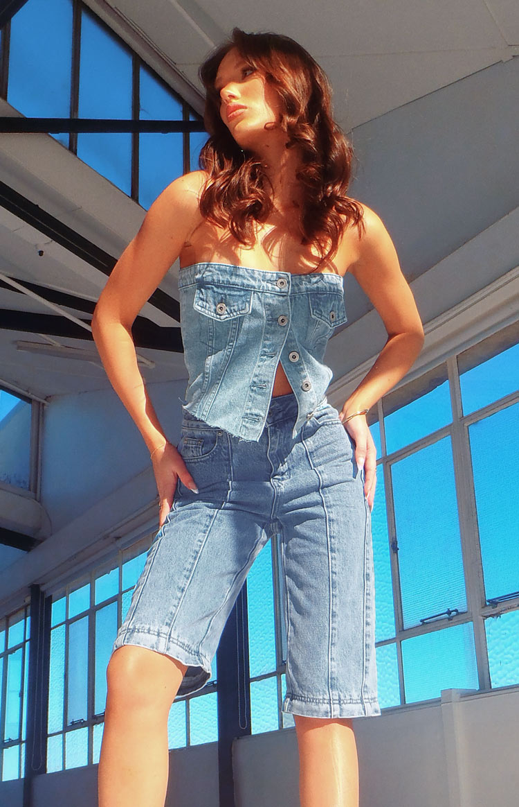 The Phoebe Mid Wash Denim Jeans to Jorts BB Exclusive Australia