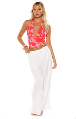 Tilley Red Floral Halter Neck Top Image