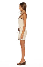 Tora Cream Wrap Tie Mini Dress Image