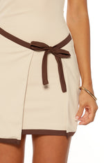 Tora Cream Wrap Tie Mini Dress Image