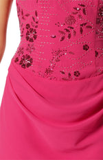 Tranquility Hot Pink Strapless Beaded Party Mini Dress Image