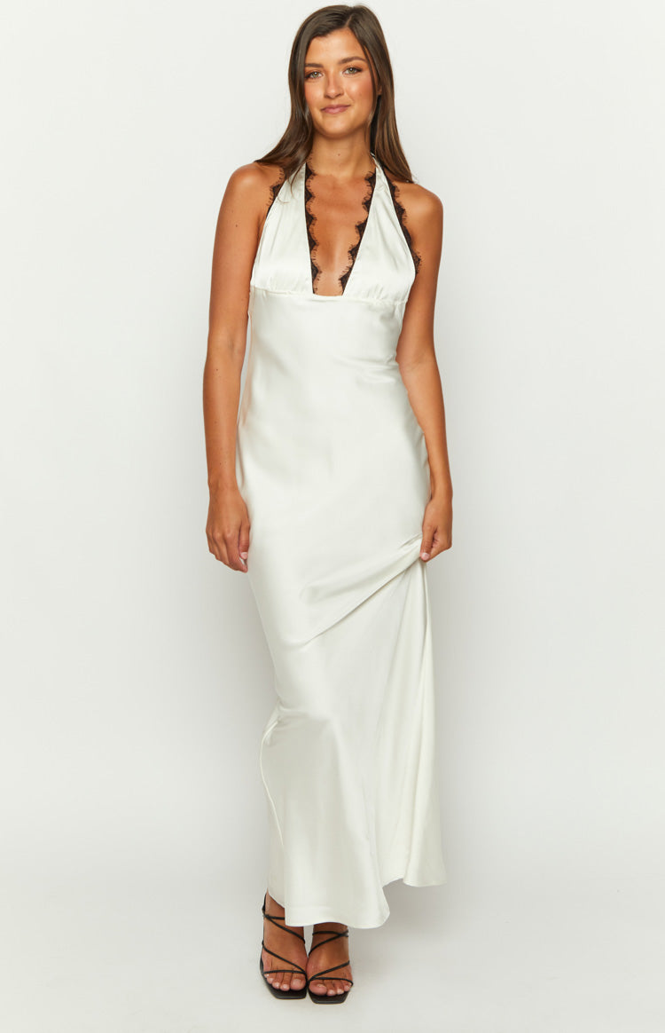 Shop Formal Dress - Valletta White Halter Neck Maxi Dress third image