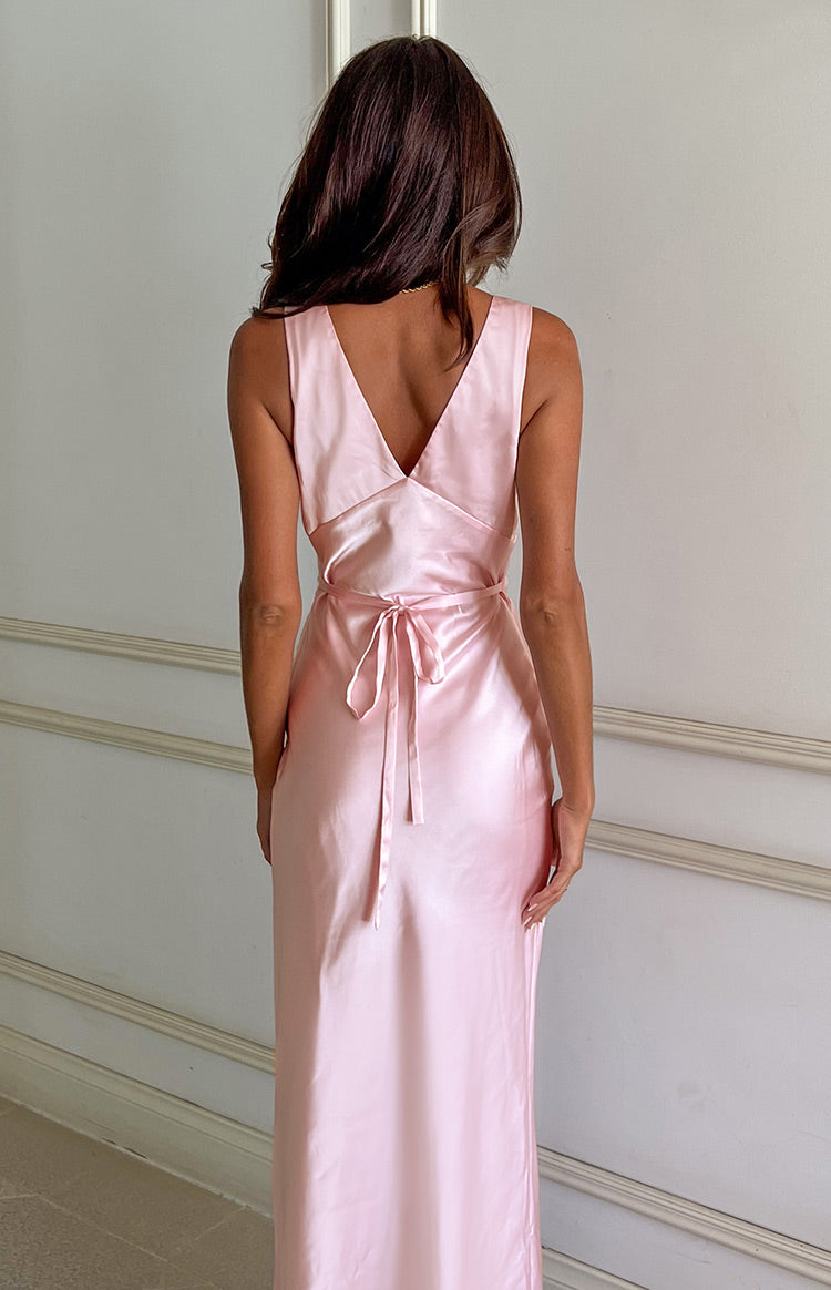 Verlaine Pink Satin Maxi Dress Image