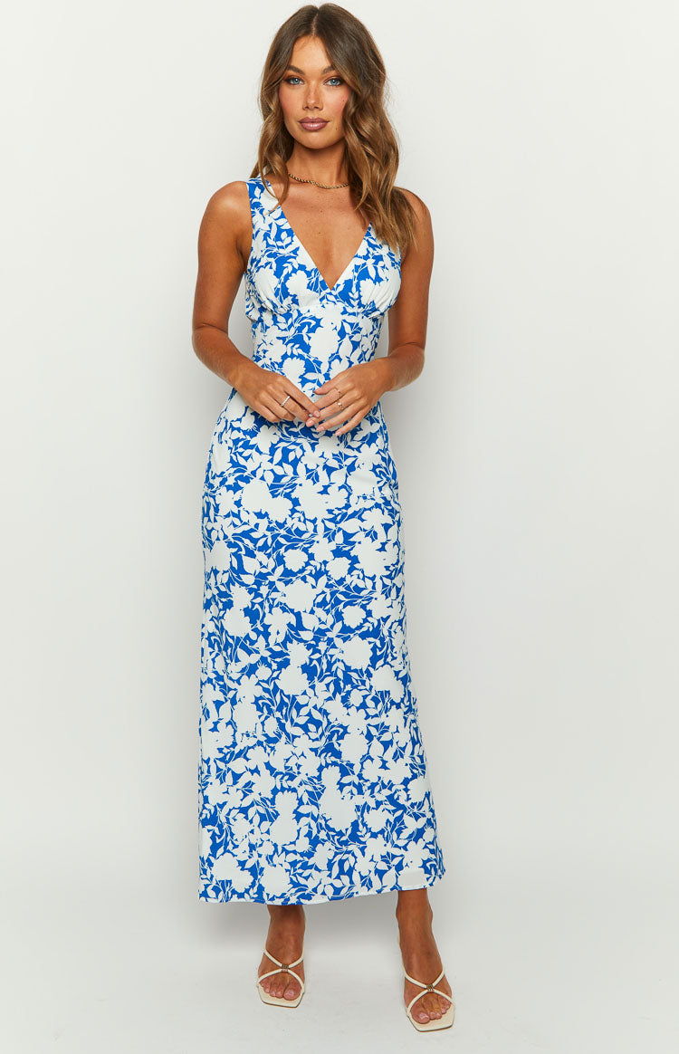 Verlaine Blue Floral Maxi Dress Beginning Boutique