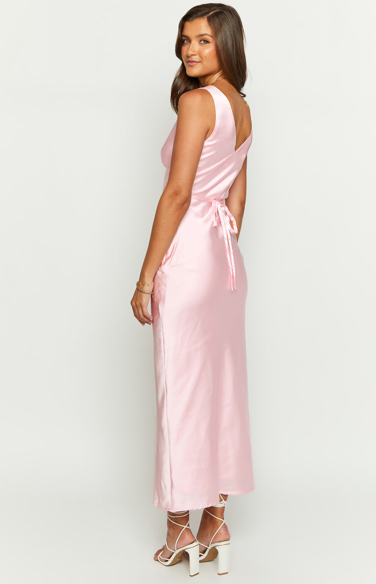Verlaine Pink Satin Maxi Dress Image