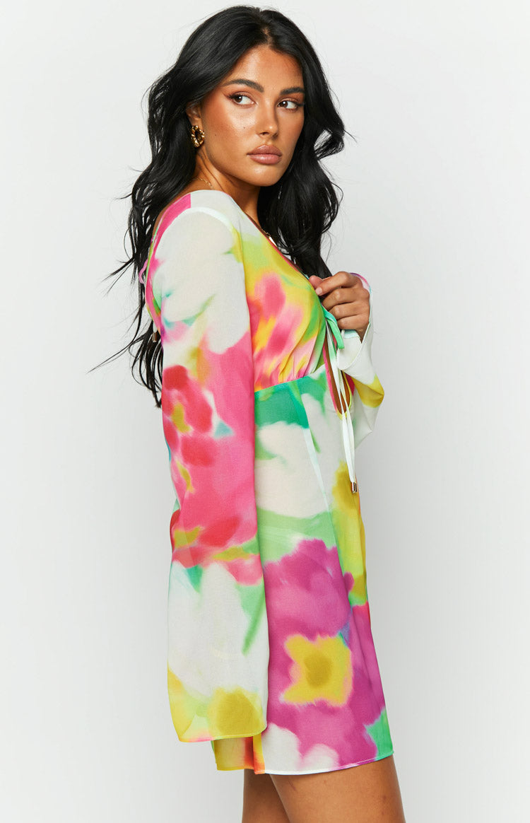 Printed long dresses with sleeves top