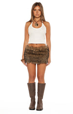 Viktor Brown Fur Mini Skirt Image