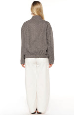 Warren Grey Boucle Button Up Bomber Jacket Image