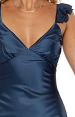 Wendy Navy Satin Maxi Dress Image