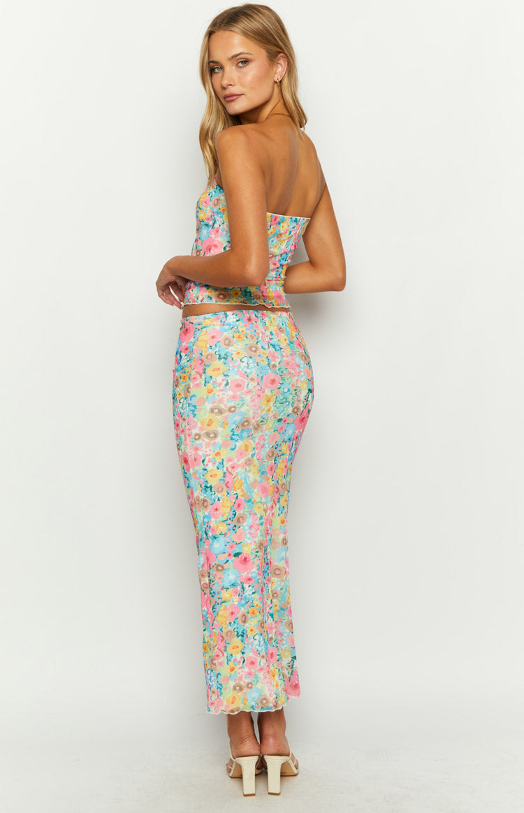 When in Rome Multi Floral Maxi Skirt Image