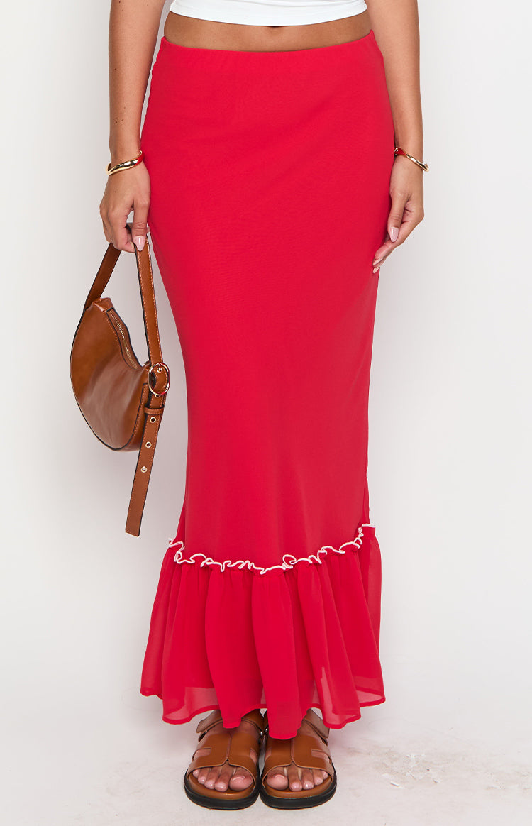 Wiatt Red Maxi Skirt Image