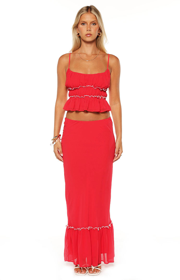 Wiatt Red Maxi Skirt Image