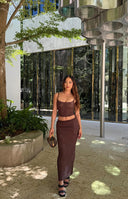 Beginning Boutique Willow Brown Lace Tank Top brown floral lace scoop neck tank with thin adjustable spaghetti straps and a c