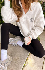 Yazmin Grey Marl Quarter Zip Jumper Image