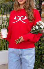 Zami Red Bow Sweater Image