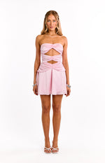 Zander Pink Strapless Cut Out Party Mini Dress Image