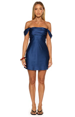 Zoella Tall Fit Navy Off The Shoulder Mini Dress Image