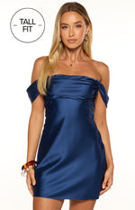 Zoella Tall Fit Navy Off The Shoulder Mini Dress Image