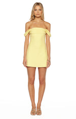 Zoella Yellow Off The Shoulder Crepe Mini Dress Image