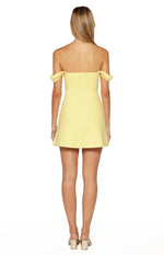 Zoella Yellow Off The Shoulder Crepe Mini Dress Image