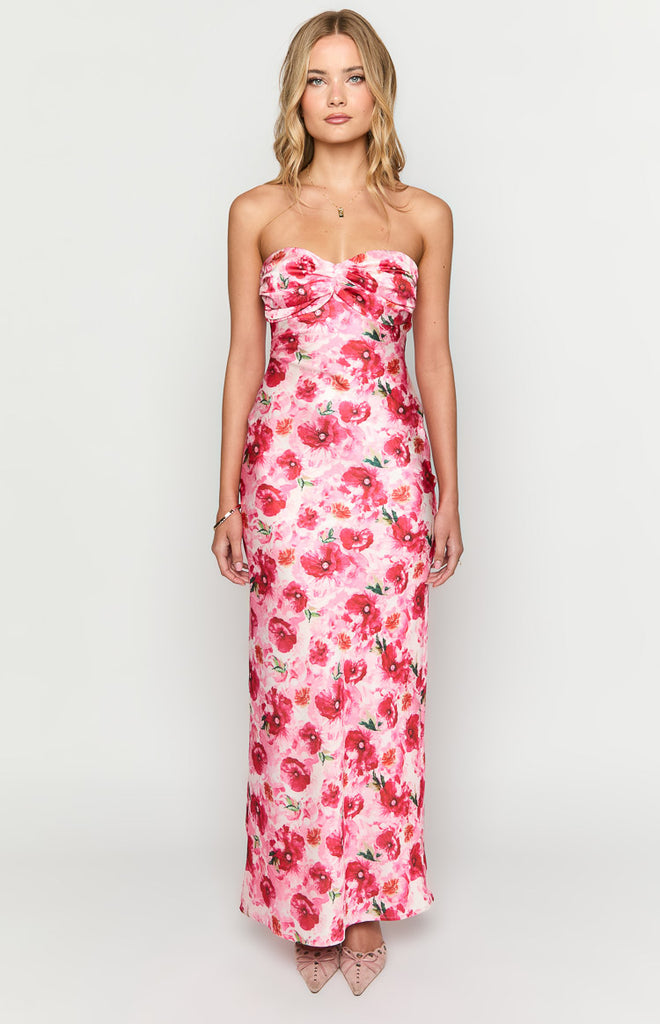 Ashley Pink Floral Formal Maxi Dress – Beginning Boutique