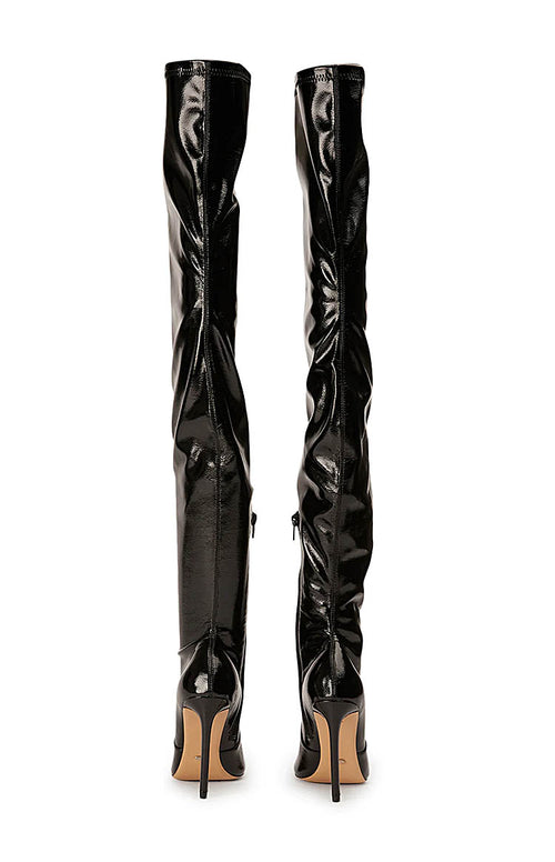 Avah Black Crinkle Knee High Boots – Beginning Boutique