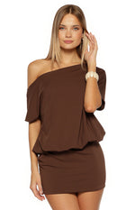 Bisou Brown Off Shoulder Mini dress Image