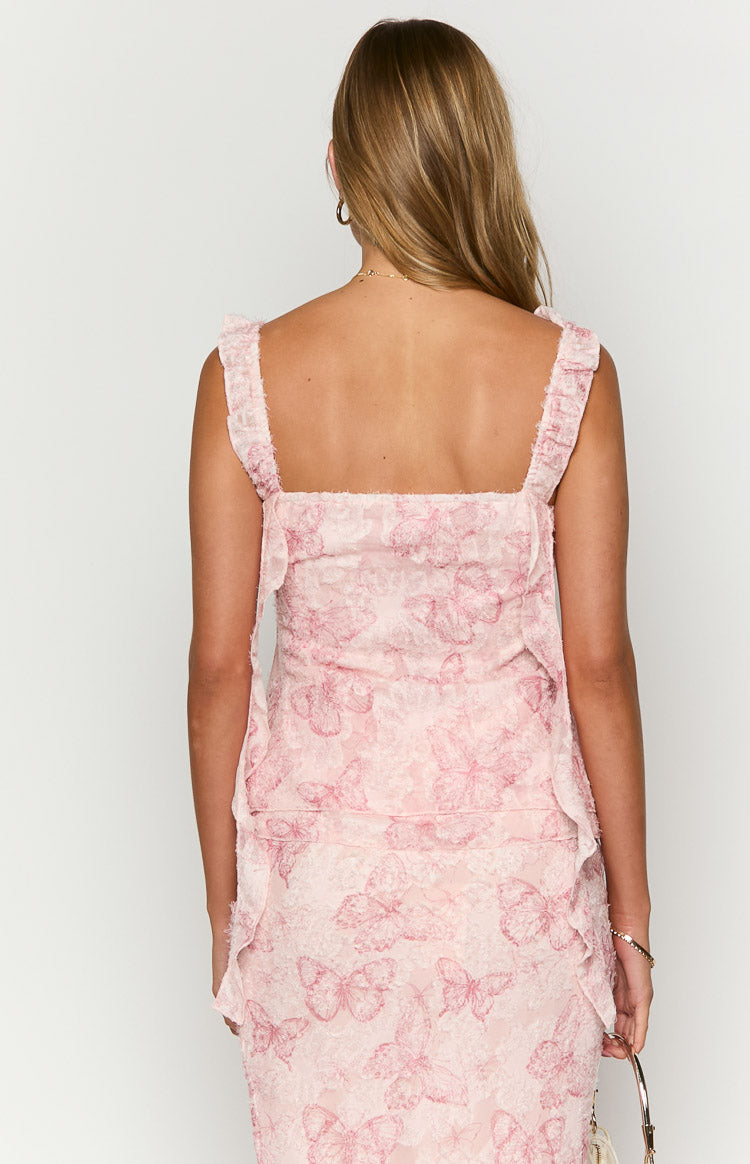 Caspian Pink Butterfly Chiffon Top | Beginning Boutique AU