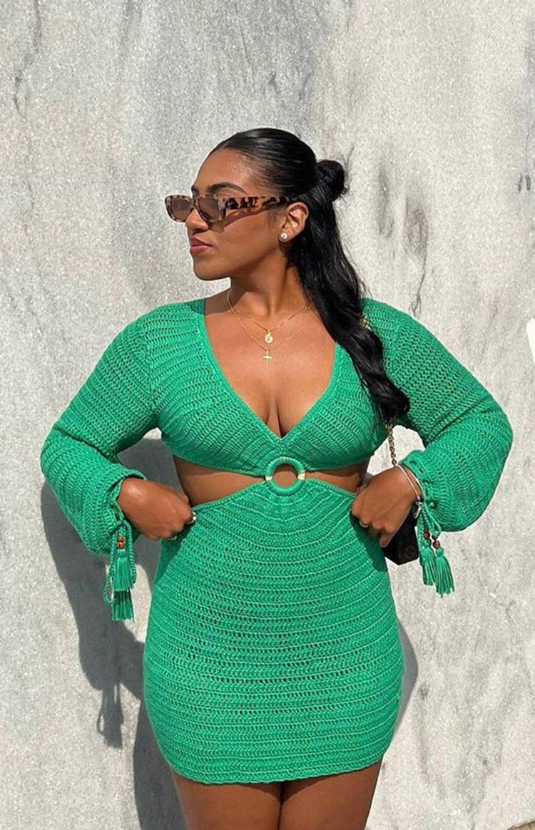 Cleo Crochet Dress Green Image