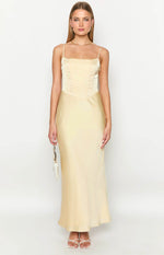 heartbeat satin dress Heartbeat Yellow Maxi Dress - US 8