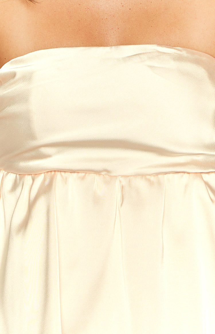Jamie Cream Satin Strapless Mini Dress Image