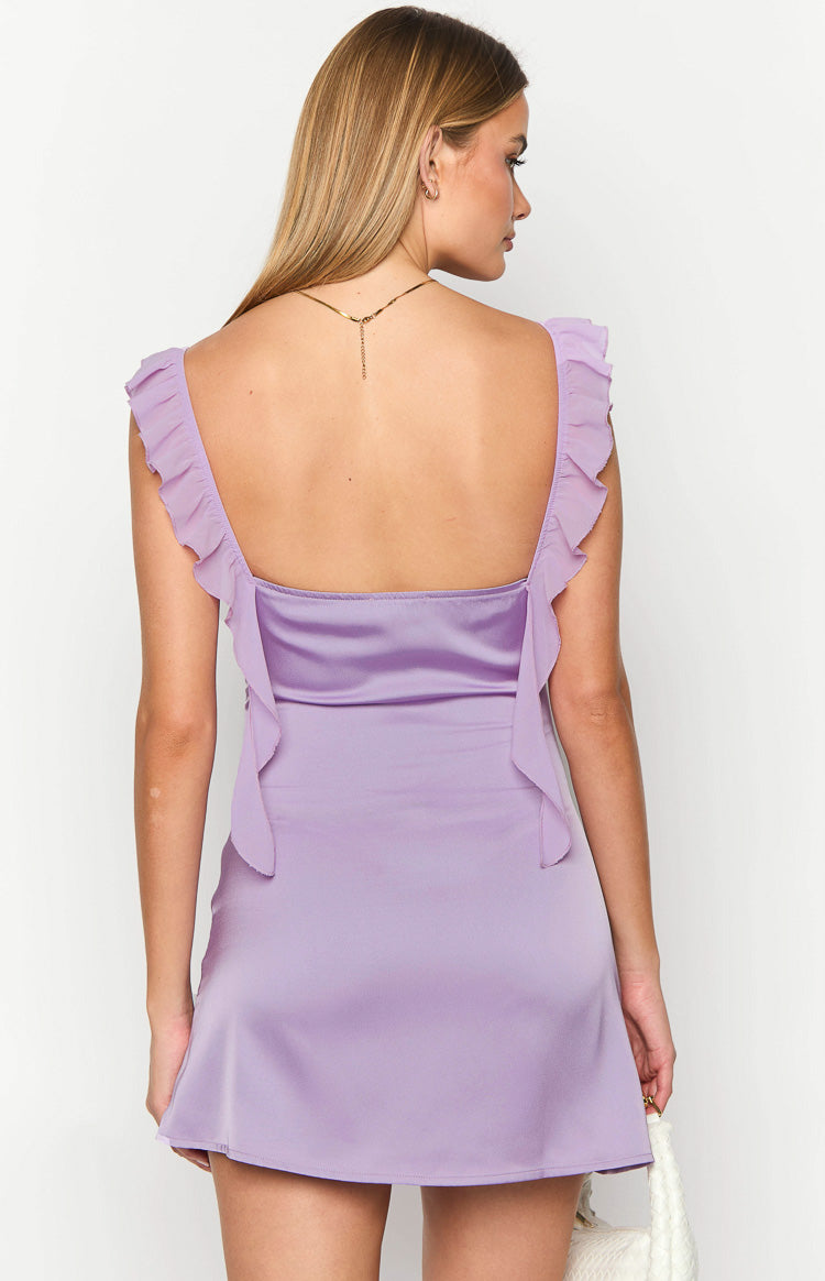 joyce lilac mini dress Joyce Lilac Satin Mini Dress