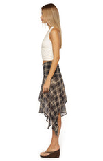 Khalea Blue Plaid Hanky Hem Midi Skirt Image