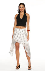 Khalea White Polka Dot Hanky Hem Midi Skirt Image