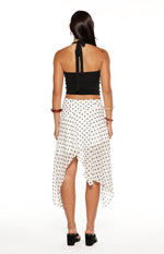 Khalea White Polka Dot Hanky Hem Midi Skirt Image