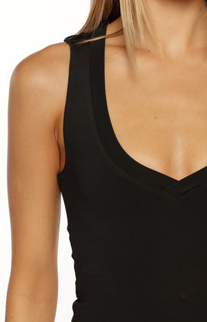 Langley Black V-Neck Tank