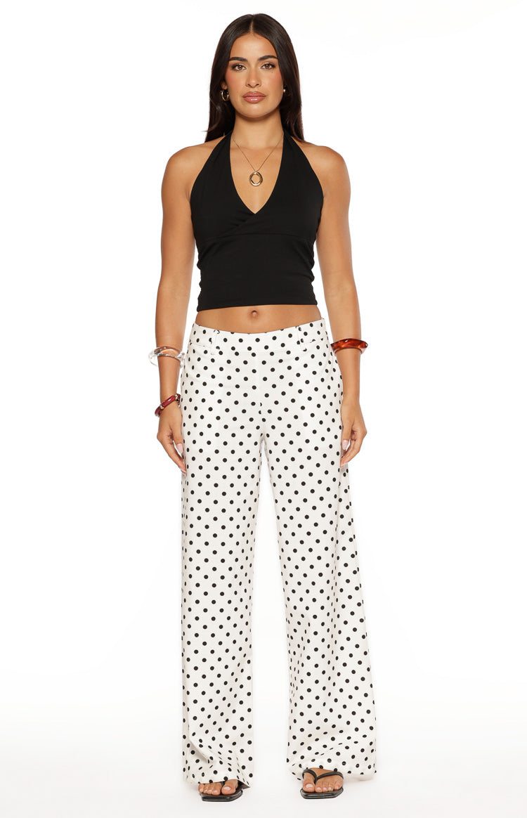 Loreta White Polka Dot Low Waist Pants Image