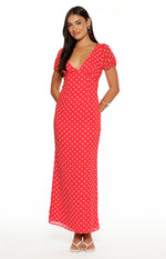Lovella Red Polka Dot Maxi Dress Image