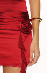 Natalie Red Rose Strapless Mini Dress Image