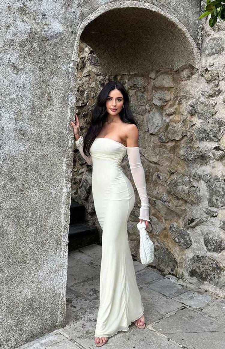 Odette Cream Long Sleeve Formal Maxi Dress | Beginning Boutique AU Odette Cream Long Sleeve Formal Maxi Dress | Beginning Boutique AU