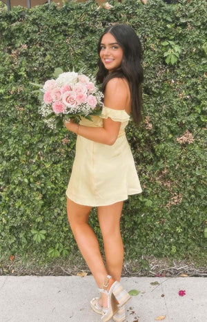 marigold muse yellow satin mini dress Marigold Muse Yellow Satin Mini Dress