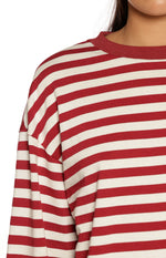 So Breezy Burgundy Stripe Long Sleeve Top Image