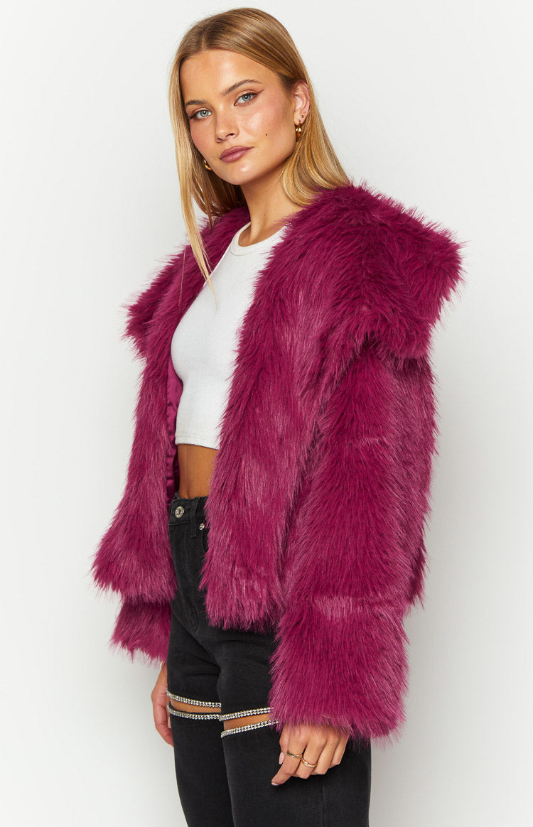 Sophie Purple Faux Fur Jacket Beginning Boutique