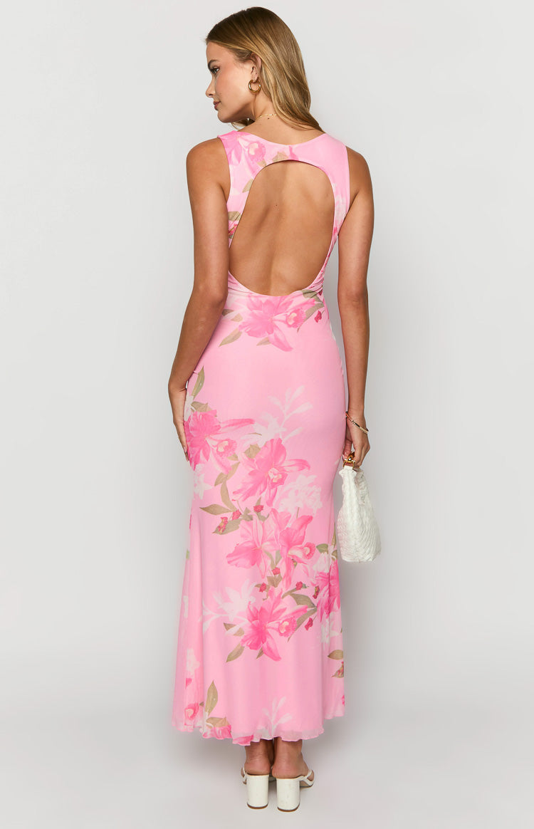 Sunflower Pink Floral Mesh Maxi Dress – Beginning Boutique