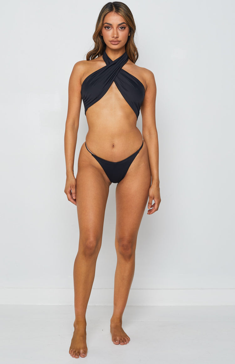 9.0 Swim Mangolia Wrap Bikini Top Black Image