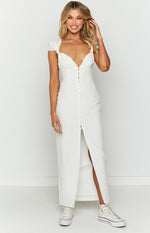 Amara White Button Up Midi Dress Image