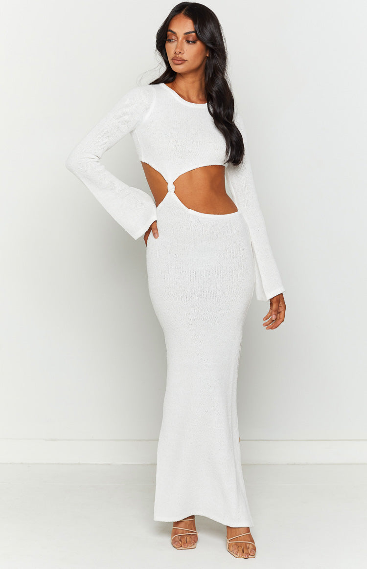 Arya White Long Sleeve Maxi Dress Image