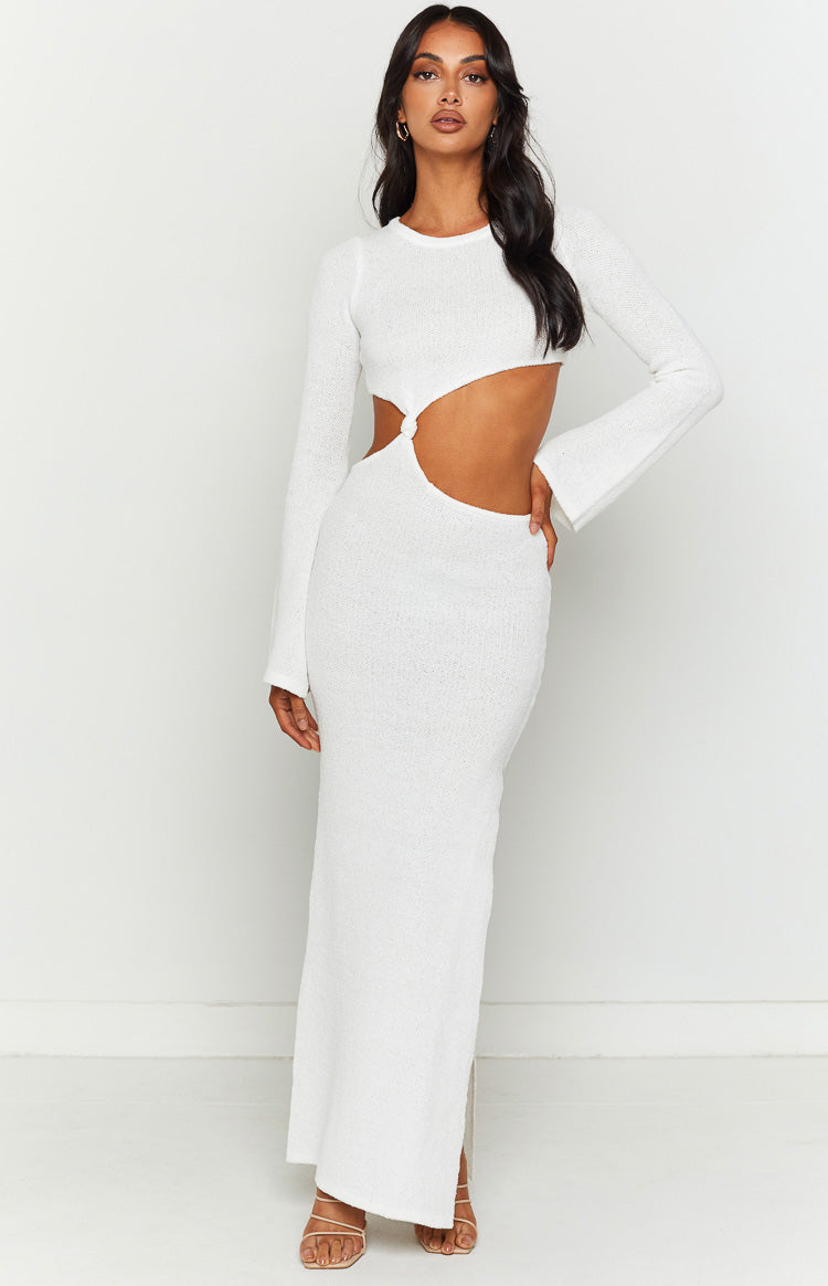 Arya White Long Sleeve Maxi Dress Image