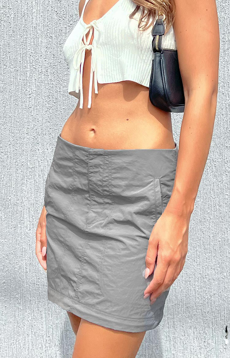 Astin Grey Cargo Midi Skirt Image