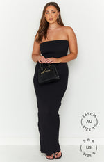 Ava Black Strapless Knit Maxi Dress Image